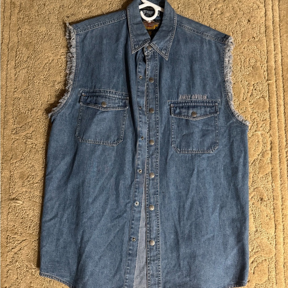 Harley-Davidson Blue Sleeveless Denim Vest